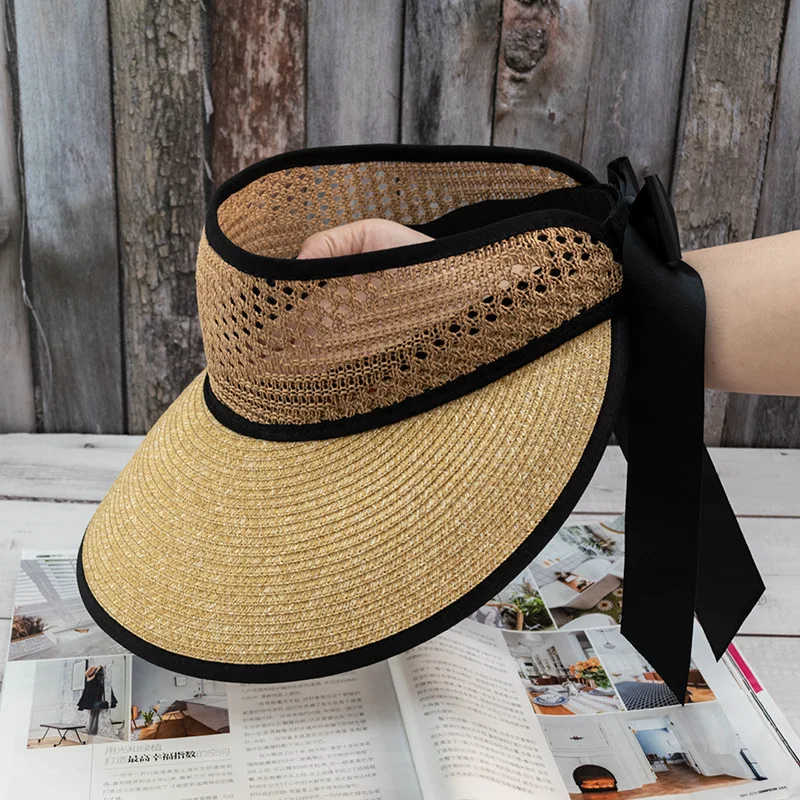 Понравлены женская шляпа с широкими полями Зонт защитой от солнечных лучей складная пляжная соломенная козырьком