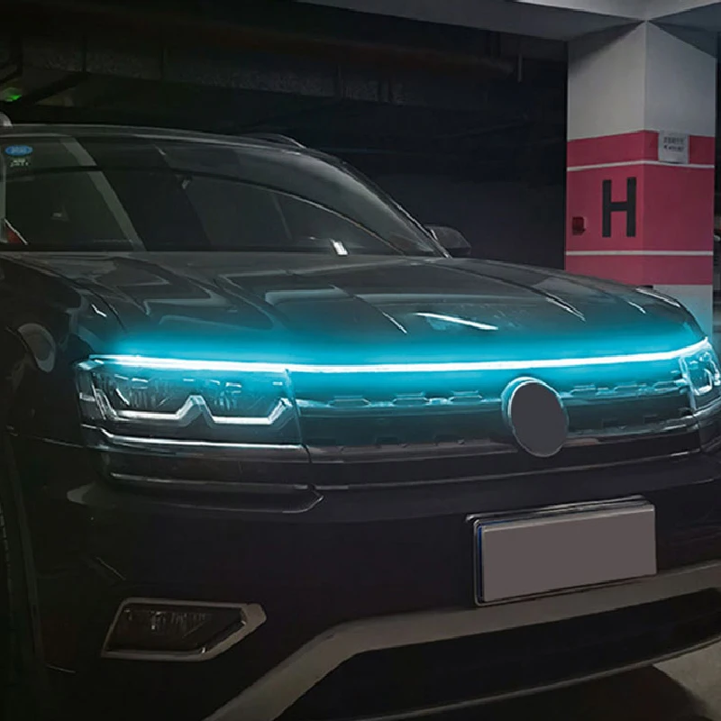 Car 12V LED Daytime Running Light Start-scan Engine Hood Guide Light Strip Universal Auto Flexible Decorative Lamp Bar