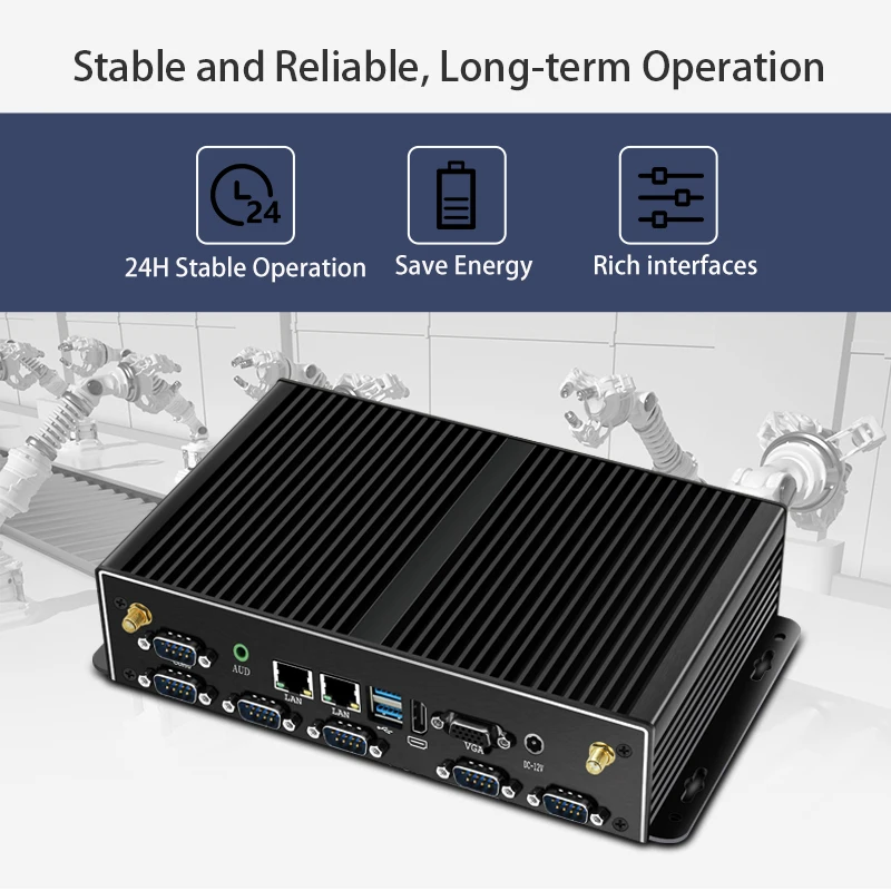 HelorPC Hot Sale Pen-tium 3805U Dual Gigabit Ethernet  RS232 6USB  Linux Barebone Fanless Industrial Computer Mini Desktop PC