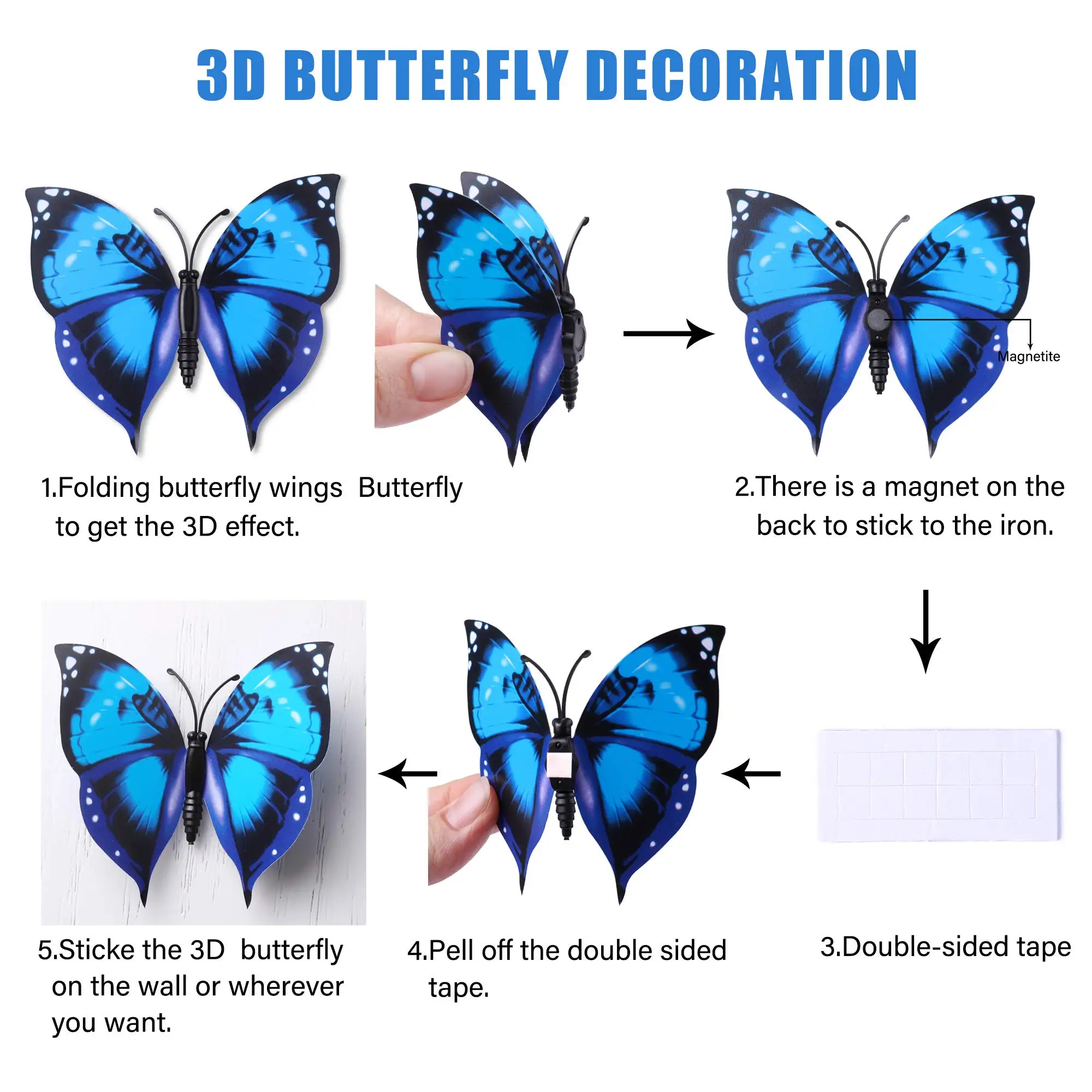 ALL Colors Removable 3D DIY Beautiful Butterfly Wall Decals Colorful Butterflies Art Decor Wall Stickers Murals Party Novelties