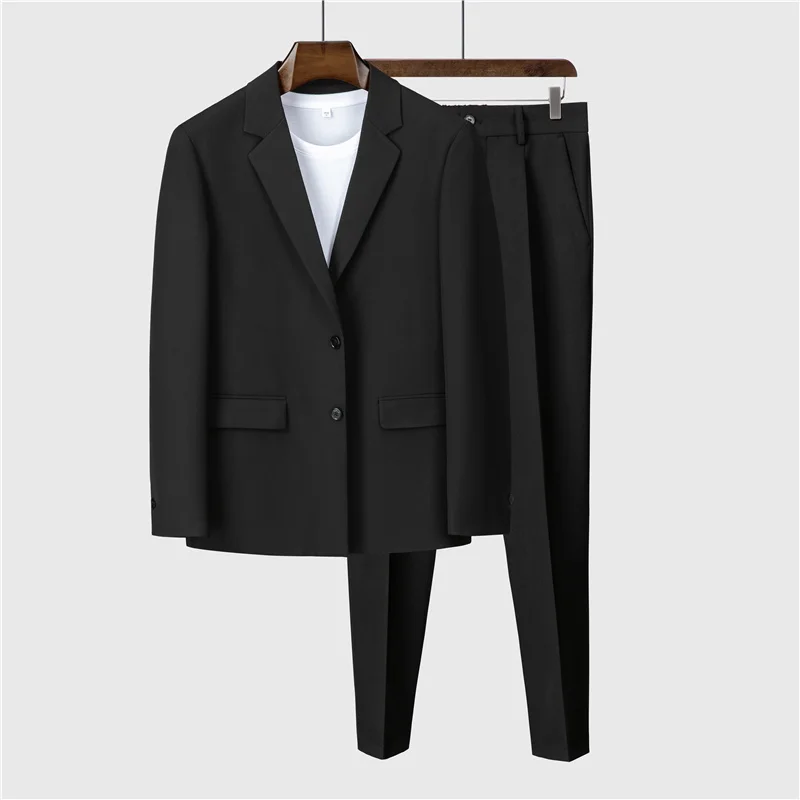 
 Оптовая продажа, однотонный блейзер с двумя пуговицами для весны и осени, костюм из 2 предметов, Блейзер, пальто и брюки, мужской костюм  