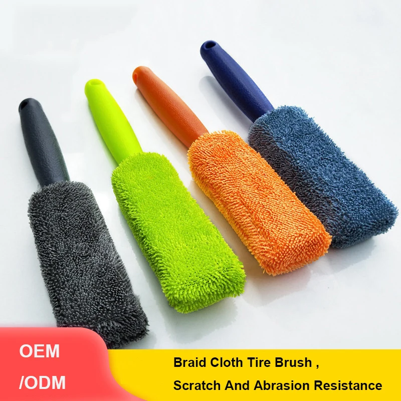 Wheel Brush Microfiber Long-handled Tire Brushing Car Beauty Tool Cleaning Pigtail Cloth Tire Hub Brush