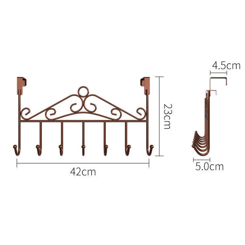 NISEVEN Wholesale Multifunction Hanging Rack Anti Rust Over The Door Hanger Sturdy Metal Over The Door Hooks with 7 Hooks