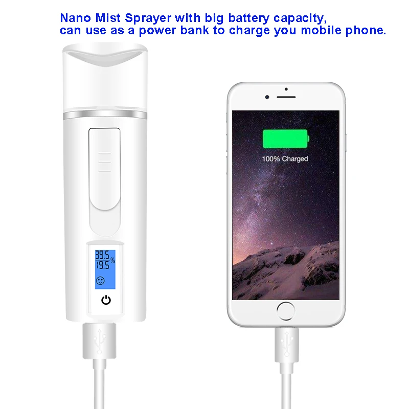 Nano Handy Mist Spray Facial Mister Water Mist Sprayer Fogger Face Facial Steamer Diffuser Portable Rechargeable Atomizer
