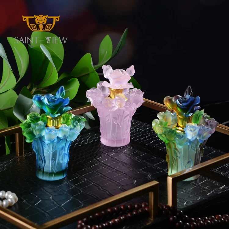 Factory 9ML Crystal Arabic Carved Rose Woman Lady Gift Essential Oil Perfume Dropper Bottles