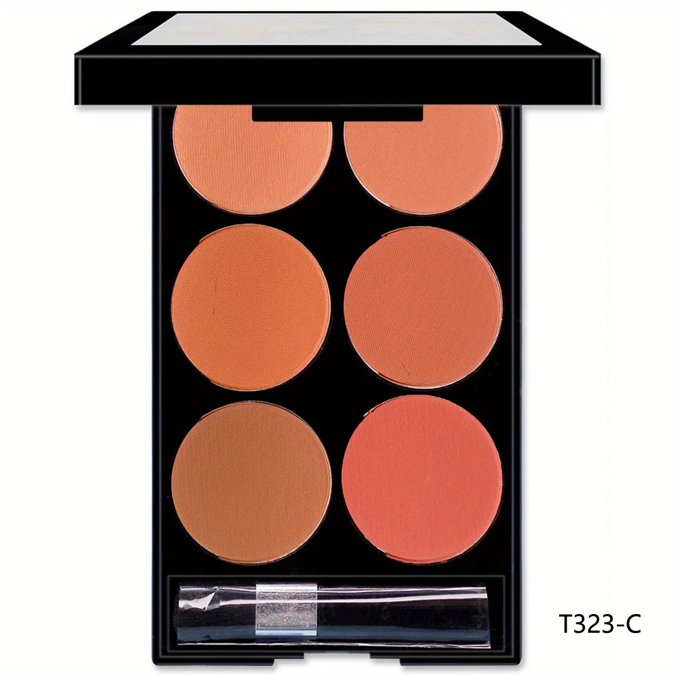 Six-Color Eye Shadow Blush Powder Plate Natural Cheek Blush Plate With Brush Long-Lasting Pink Blush Plate Brightens Skin Tone