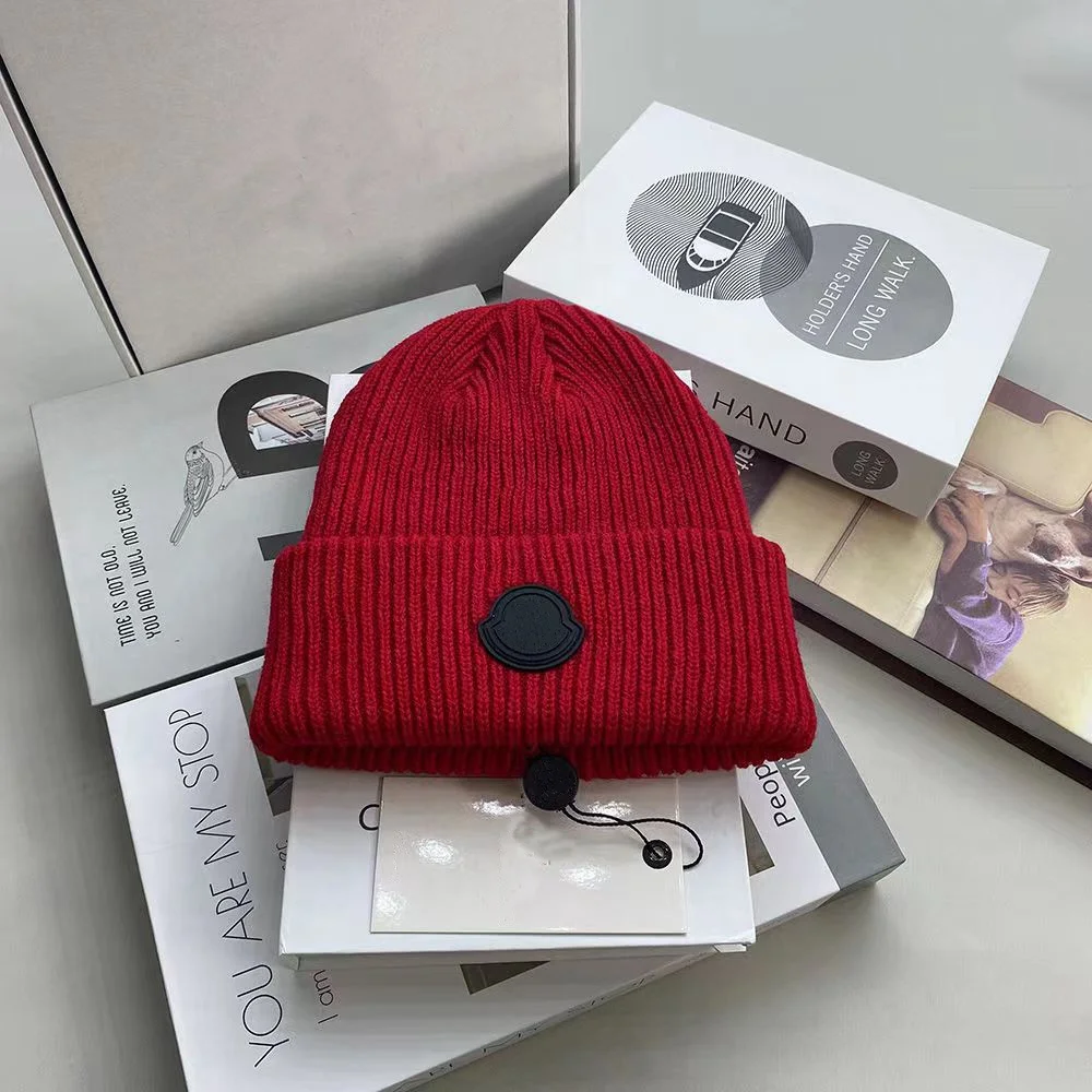 MONCL casual soft hat men women knitted plain original quality windproof Outdoor fashion double-layer wool hat