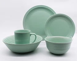 Candy color elegant wedding pink dinner plates and bowls bulk ceramic embossed dinnerware set