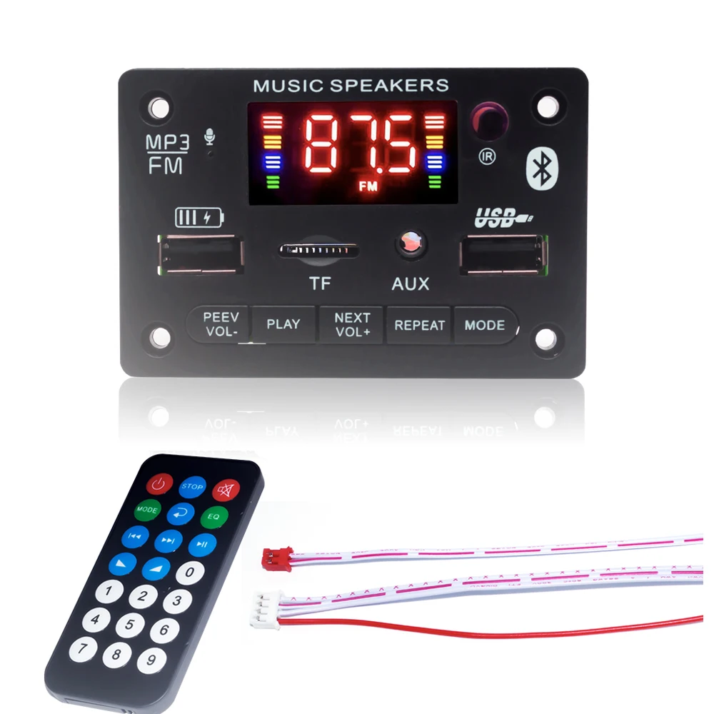 Bluetooth MP3 Player Module Bluetooth MP3 Decoder Board 12V With Charging Double USB Amplifier Module