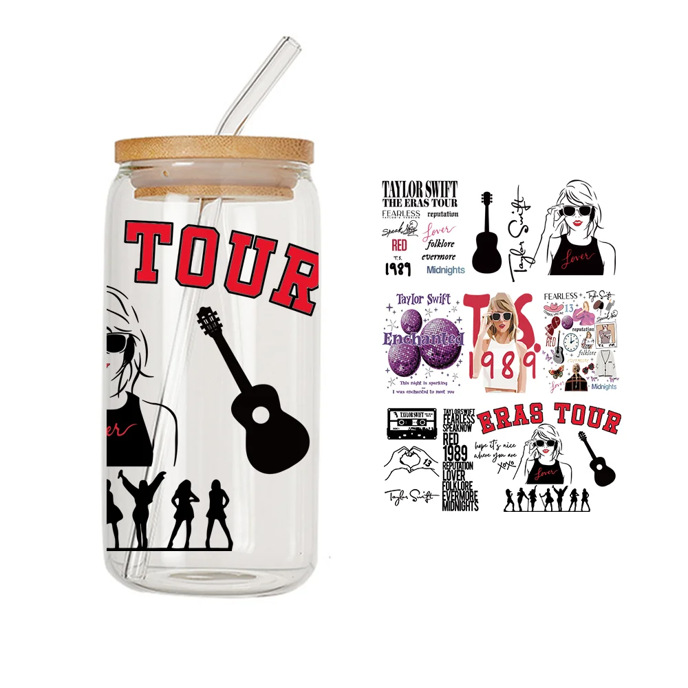 5000+ Designs catalog provided Ready To Ship 16oz UV DTF Wrap Cup Glasses Transfer Custom Design taylor super star sticker