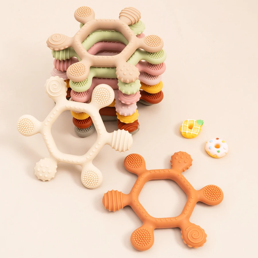 Whole custom BPA Free baby rattle silicone teether ring baby chewing teething toys silicone baby teethers for teether toy