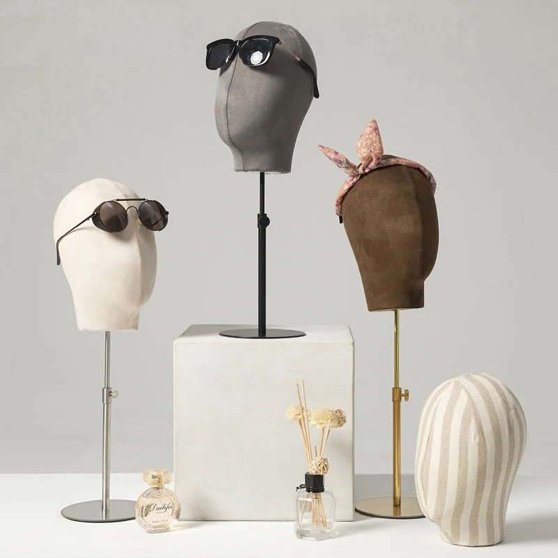 Wholesale Female Fabric Cover Mannequin Head Display for Hair Wig Hat Glasses Earring Head Stand