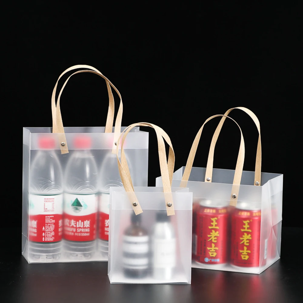 Frosted PP Bags Plastic Gift Bags With Handles Gift Wrapping Flower Package Bag Decor Supplies High-quality Translucent Tote