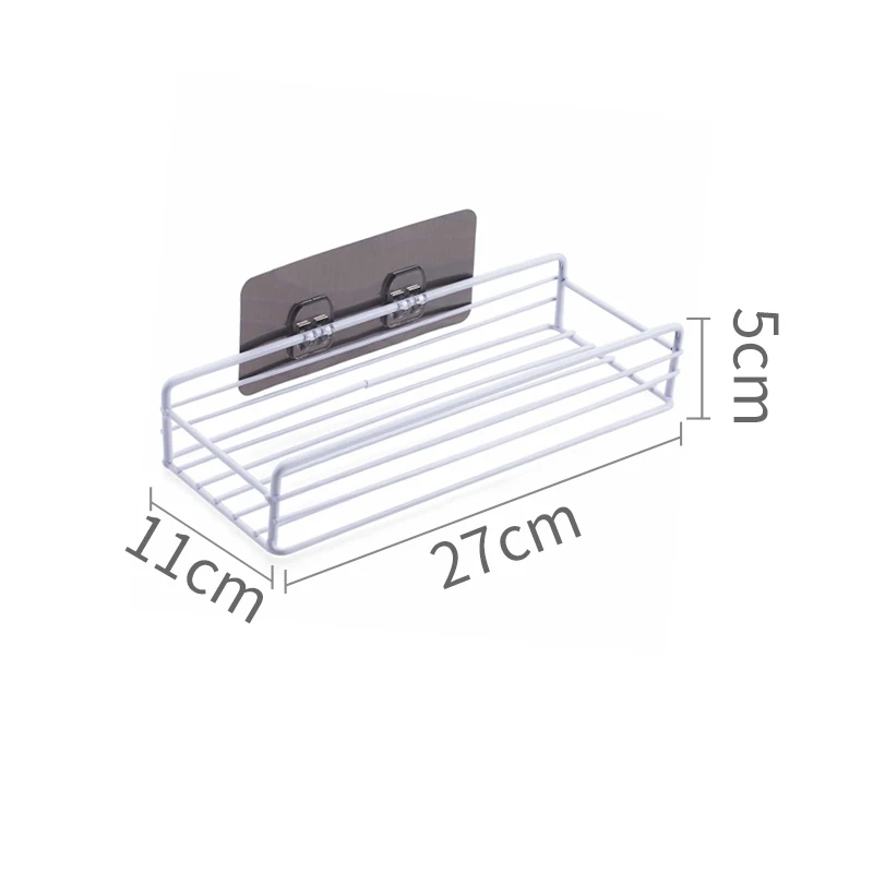 Wall Mounted Bathroom Shelves Floating Shelf Shower Hanging Basket Shampoo Holder Wc Accessories Kitchen Storage Rack