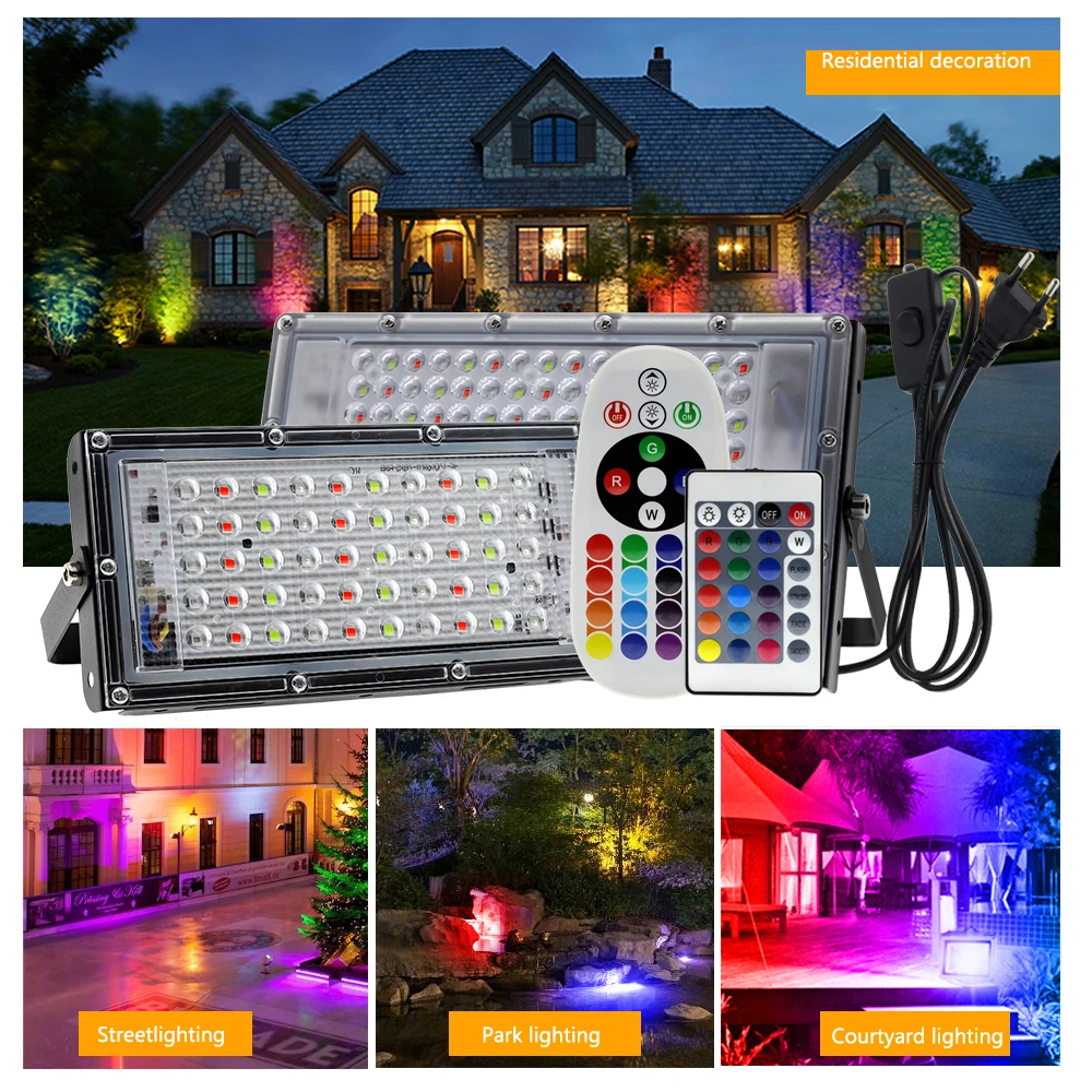 Промышленный наружный Rgb-прожектор IP65 водонепроницаемый 50 Вт 100 150 200 цветной светодиодный прожектор