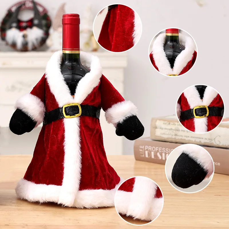 Decorative Christmas Wine Bottle Cover Bags Merry Christmas Decor For Home 2024 Christmas Ornaments Xmas Gift New Year 2024