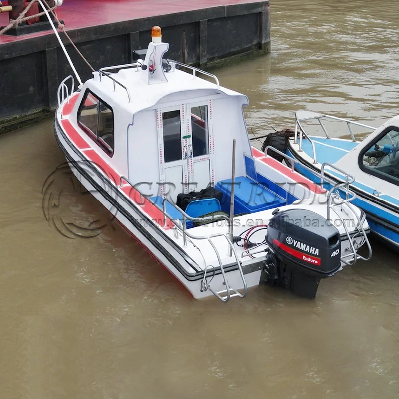 Best Selling Freshwater 6 Passengers Fiberglass Fishing Boats With Cabin Long Life Durable Yacht Without Outboard Motor