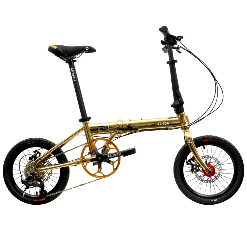 Road bike KOSDA 16-inch aluminum plating color ultra light folding bicycle 8-10 speed change system Kosda brand road bicycle