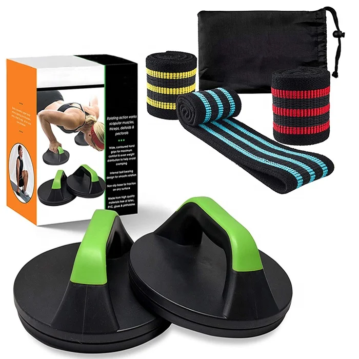 
Push up bars and 3 different size Hip circle bands muscle training 