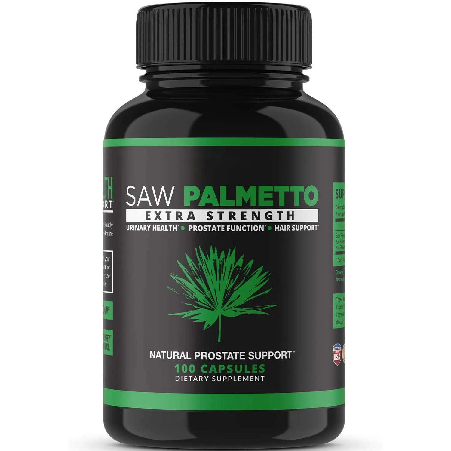 
Saw Palmetto Supplement Prostate Health Hair Loss DHT Blocker Supports with Frequent Urination Gluten Free Non-Gmo 100 Capsules 