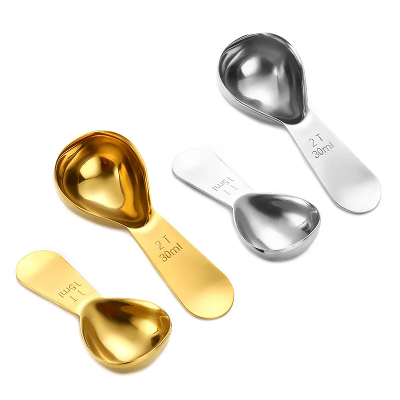 2&1 Tablespoon SUS 304 Stainless Steel Utensils Set round round Tea Spoon and Scoop for Coffee Dessert Kitchen Measurements