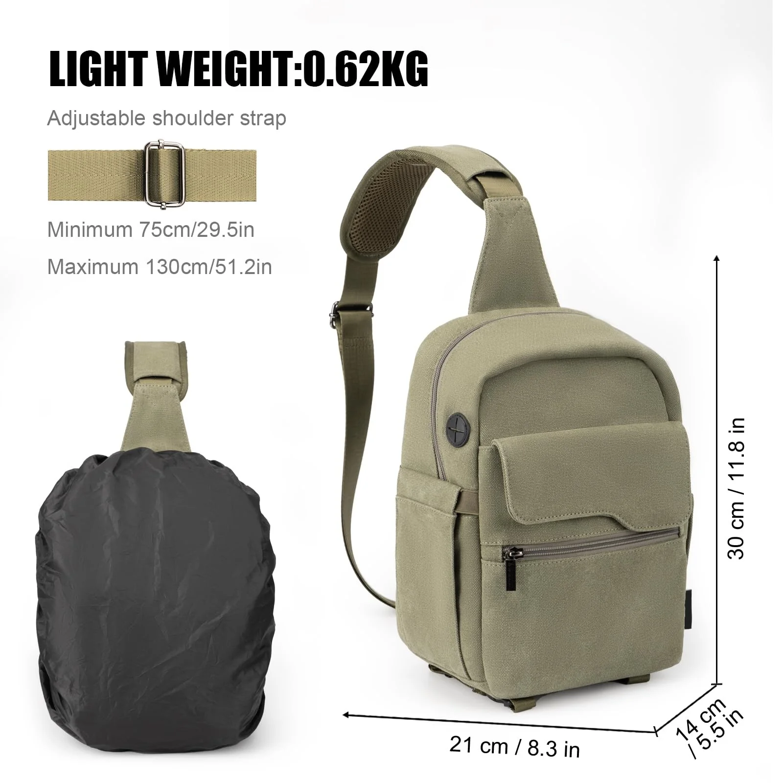 Lightweight Waterproof Camera Crossbody Shoulder Bag Anti-shock Canvas Travel Photography Sling Bag Case for DSLR/SLR/Mirrorless