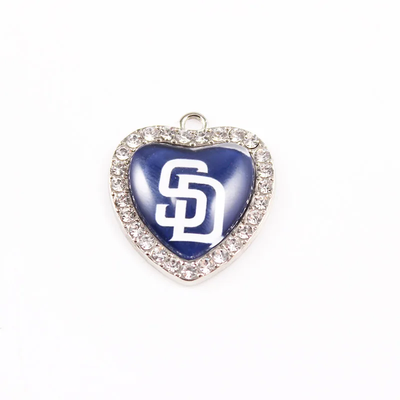 Wholesale Baseball Teams Logo Charms Diy Jewelry Earrings Bracelet Necklace Accessories Heart Shape Baseball Team Pendant