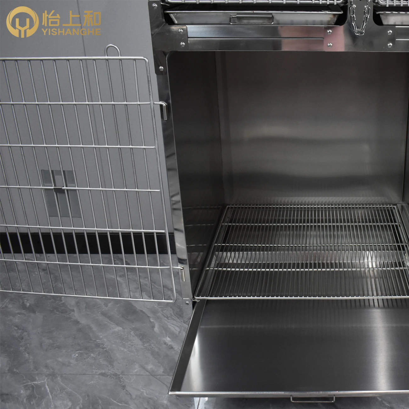 Yishanghe Factory Supply Durable Modular Cage Veterinary 5 Doors Stainless Steel Dog Cage for Animal Clinic