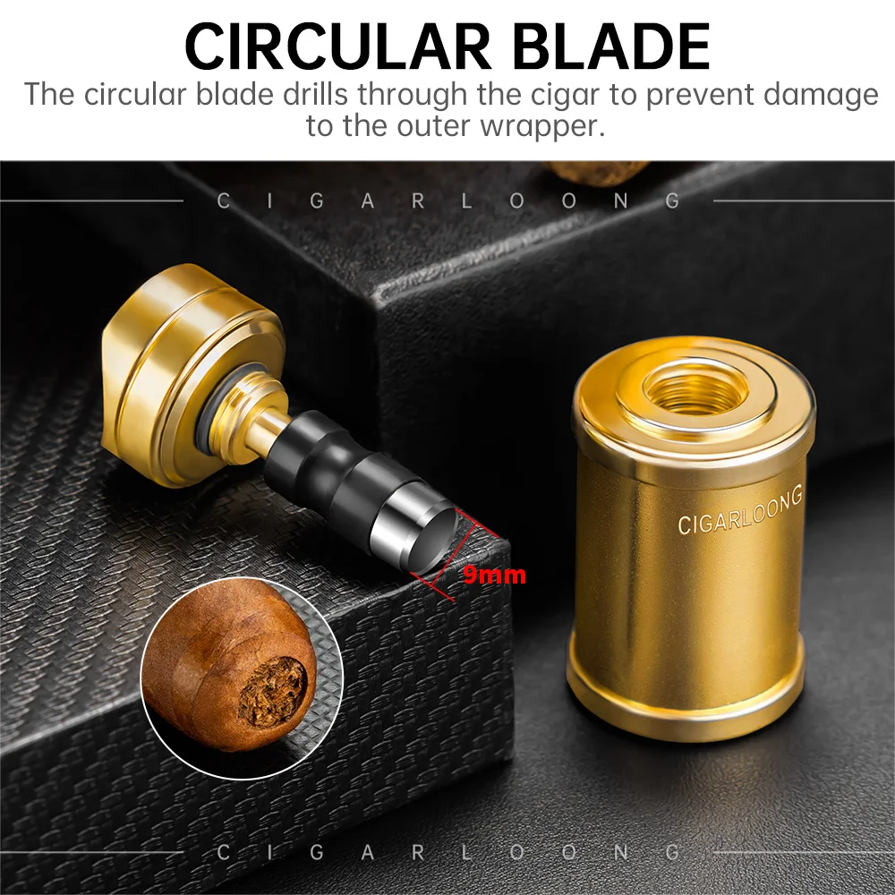 CIGARLOONG Windproof Lighter Sharp Cigar Cutter Ashtray Cigar Holder 5-piece Platinum Luxury Cigar Accessories Set
