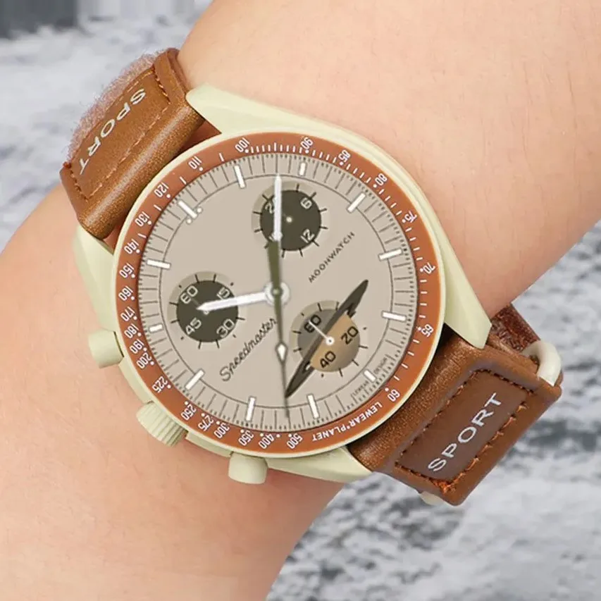 Bioceramic moonwatch set amoled screen omg watch mission Jupiter Saturn Moon for omega bands X for swatch orologio reloj strap