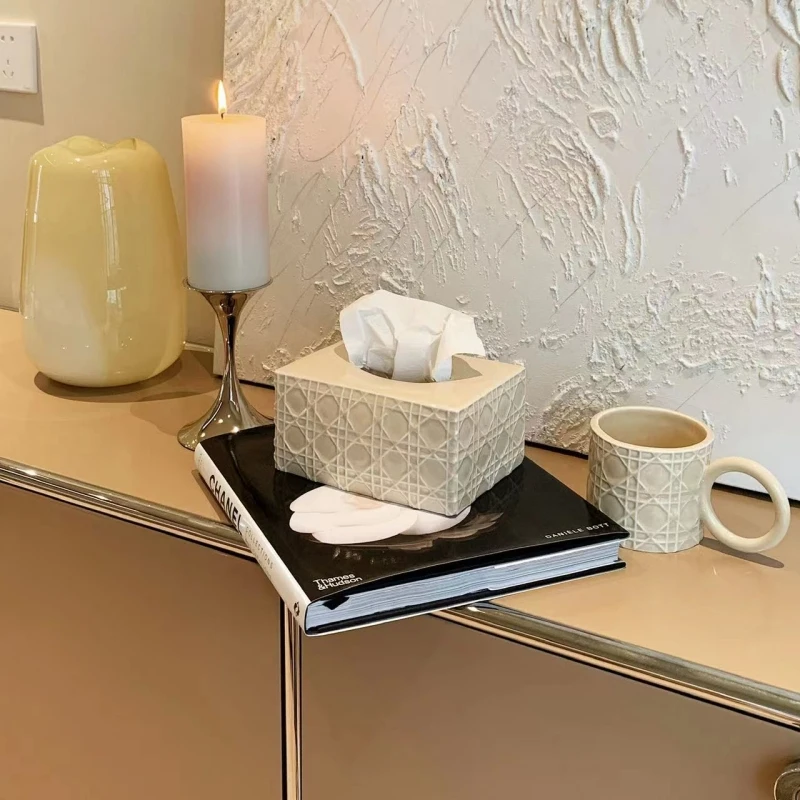 European Style Luxury Fashion Creative Household Office Desktop Ceramic Tissue Box For Home Decor Tissue Paper Boxes