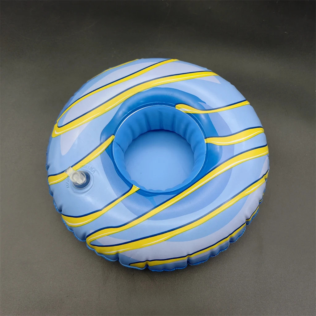 Hot selling blue donut wholesale new cheap custom summer party bucket floating inflatable beer cup drink holder tray for pool