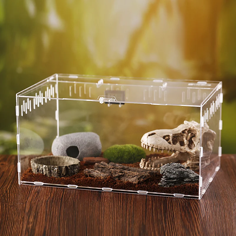 Custom Acrylic Stackable Reptile Breeding Box Flat Transparent Reptile Breeding Box Terrarium Cage Tank