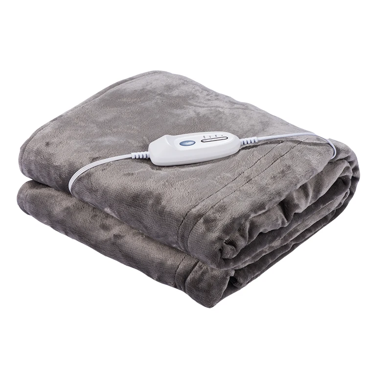 ETL Gray Color 62 Inch x 84 Inch Premium Reversible Flannel Plush Fuzzy Soft Warm Electric Blanket Twin 120V