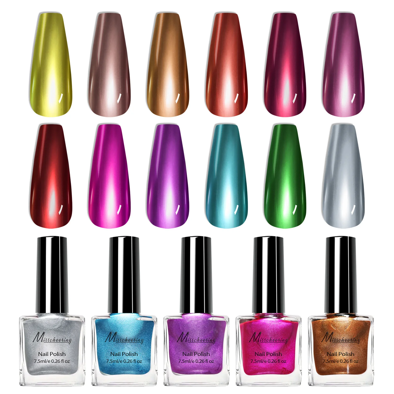 Misscheering 7.5ml Moonlight cat magnet Nail Art Aurora Pink Gold Flakes Varnish Soak Off Semi Permanent UV Glitter Gel Polish