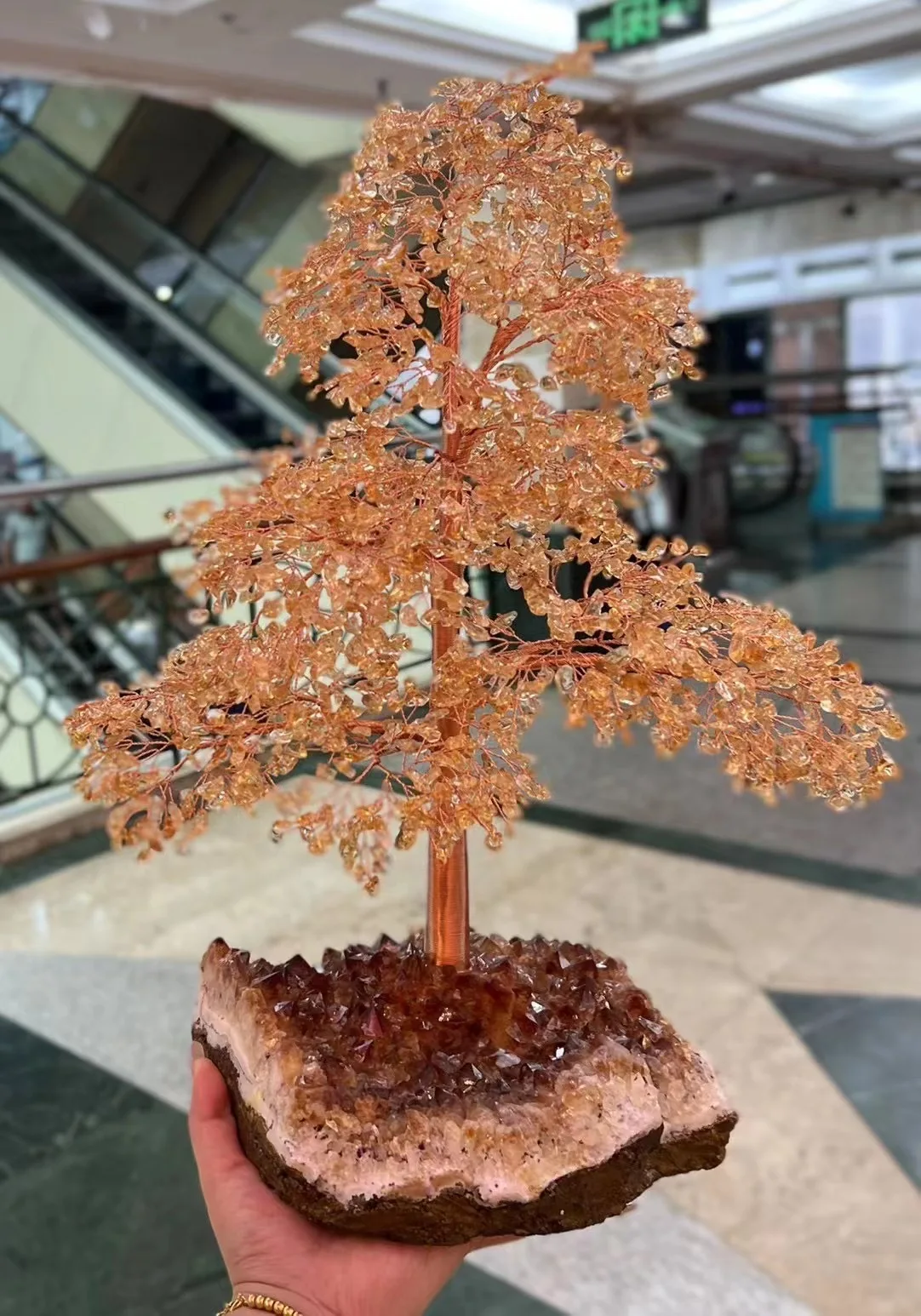 BD- C1715 30*45cm Handmade Healing Bonsai Amethyst Drusy Base Crystal Tree Crafts Citrine Fengshui Tree of   Life