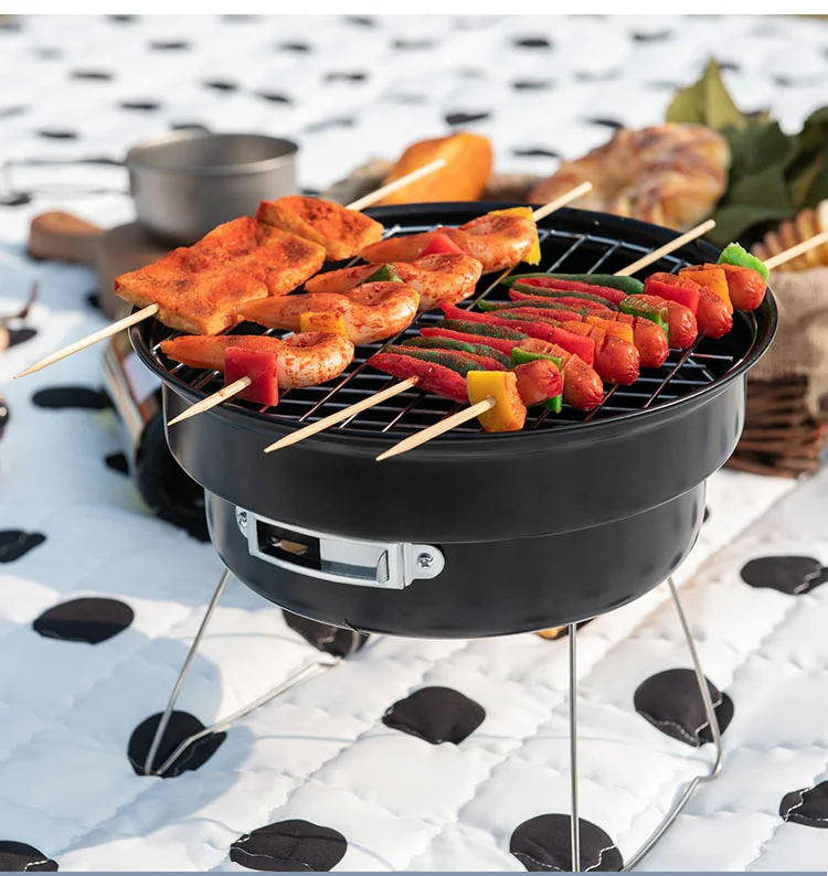 26CM Outdoor Picnic Durable Hibachi Camping Restaurant Mini Round Barbecue Grill