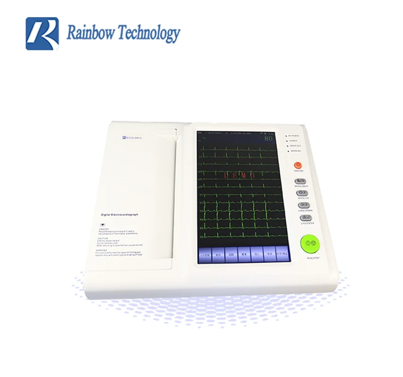 manufacturer supply ICU ECG-8812 Electrocardiogram 12 Channel Touch Screen 12 Lead ecg machine portable