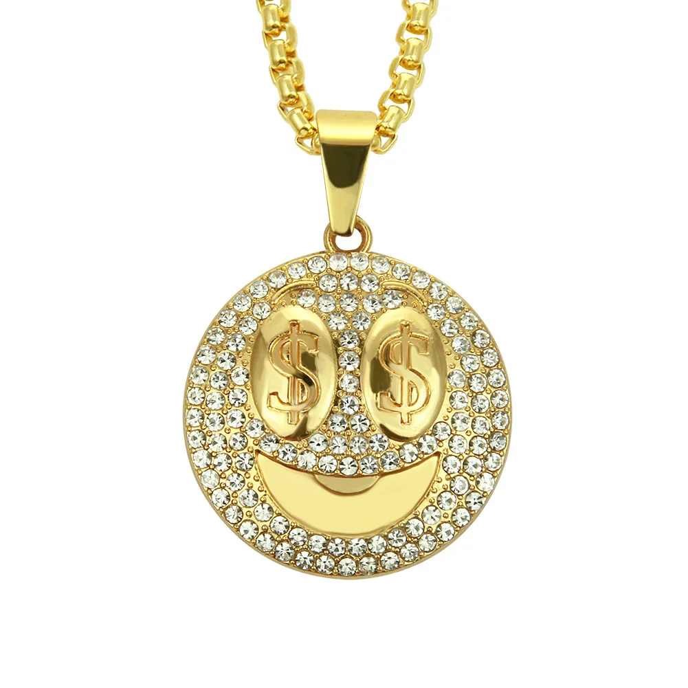 Hip Hop Diamond Dollar Sign Pendant Necklace for Men