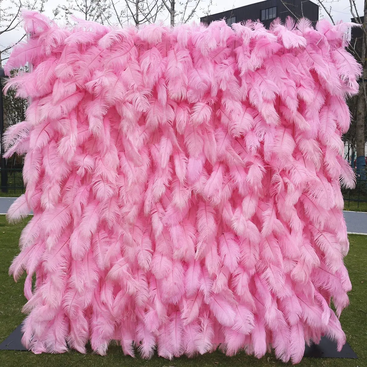 3d Red White Pink Feather Wall Backdrop Flower Wall Backdrop 8ft X 8ft Artificial Cloth Roll up Flower Wall Wedding Decoration