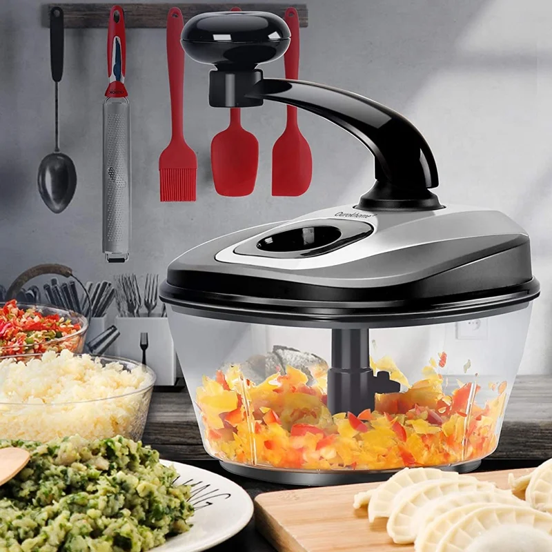 Ourok 1.8L hand crank  meat and veggie chopper dicer manual food grinder with egg separator