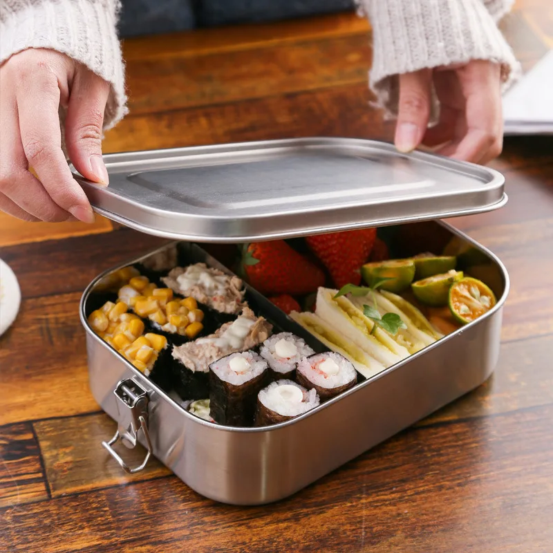 GF005  plastic free metal 304 stainless steel tiffin mens bento kimchi container inox personalized stainless steel lunch box