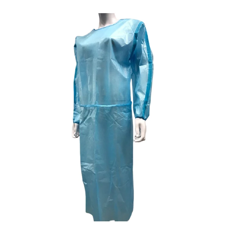 
wholesale medical high quality PP PE 45gsm waterproof disposable pp pe isolation gown level 3 manufacturer 