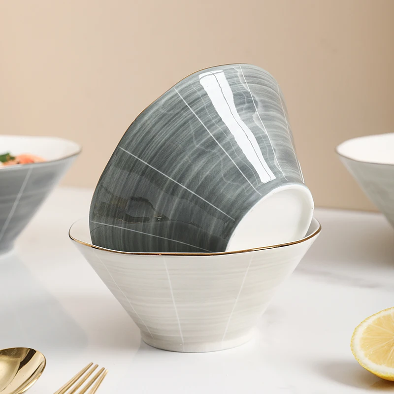 OSBORN Ceramic Dinnerware Rice Bowl Japan Retro Japanese Style Ramen Soup Bowl Home Large Bowls Single Underglaze Ta