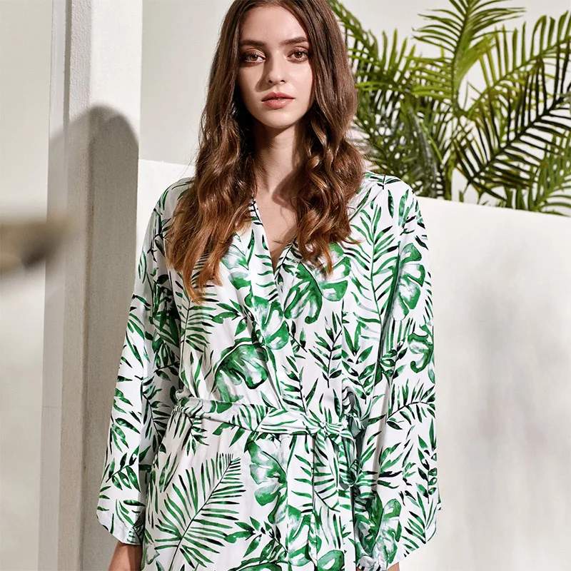 Tropical Palm Leaf Robe Bridesmaid Sleepwear Beach Wedding Beach Bride Dressing Gown