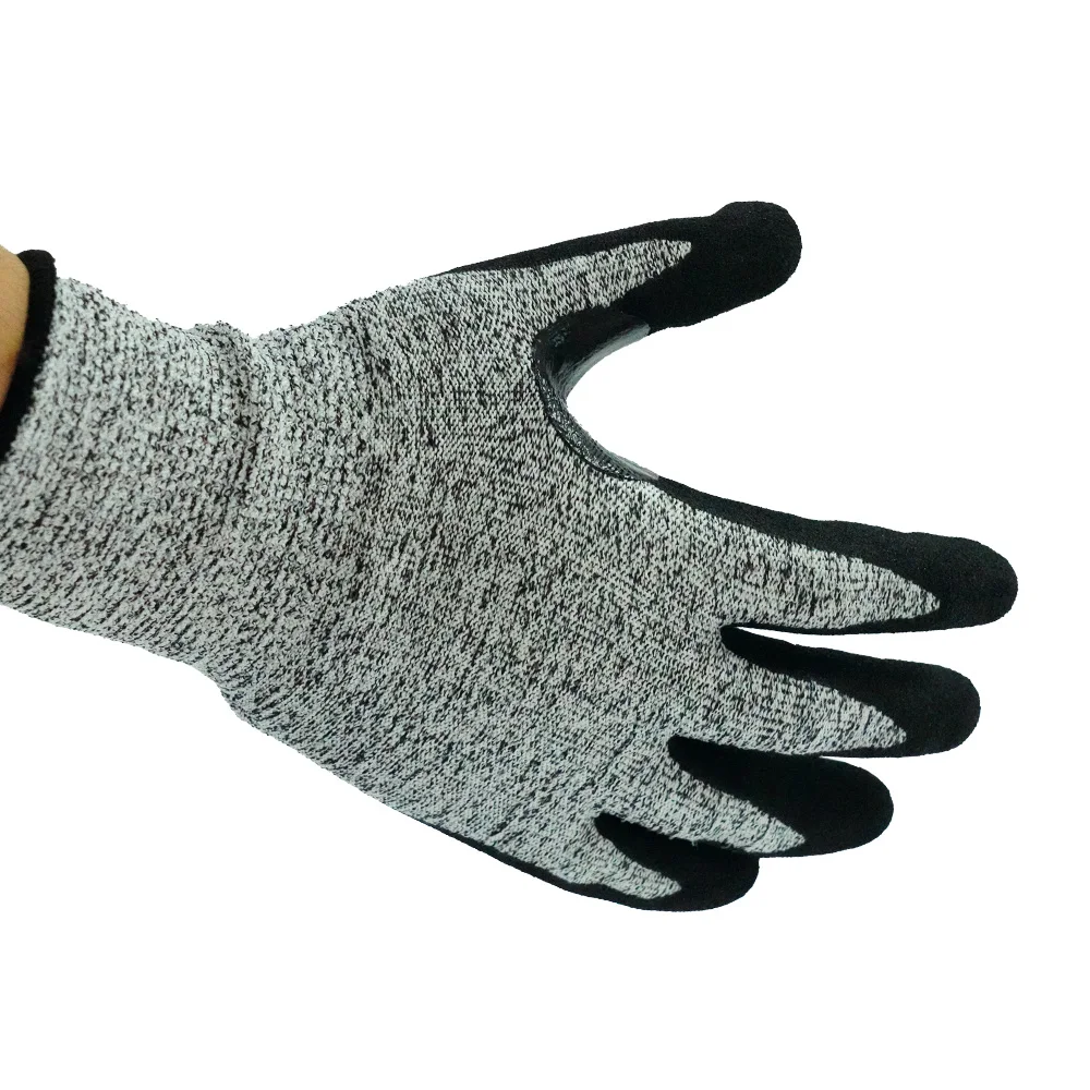 Outstanding Heavy Duty Touchscreen Cut Resistant Nitrile Sanded Safety Gloves Reinforced Thumb Web