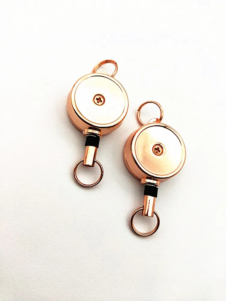 BR-19-Z Wholesale Metal Custom Order Logo Printed Cheap Nurse Retractable Pull Reel Badge Reel  Keychain Id Card Holder