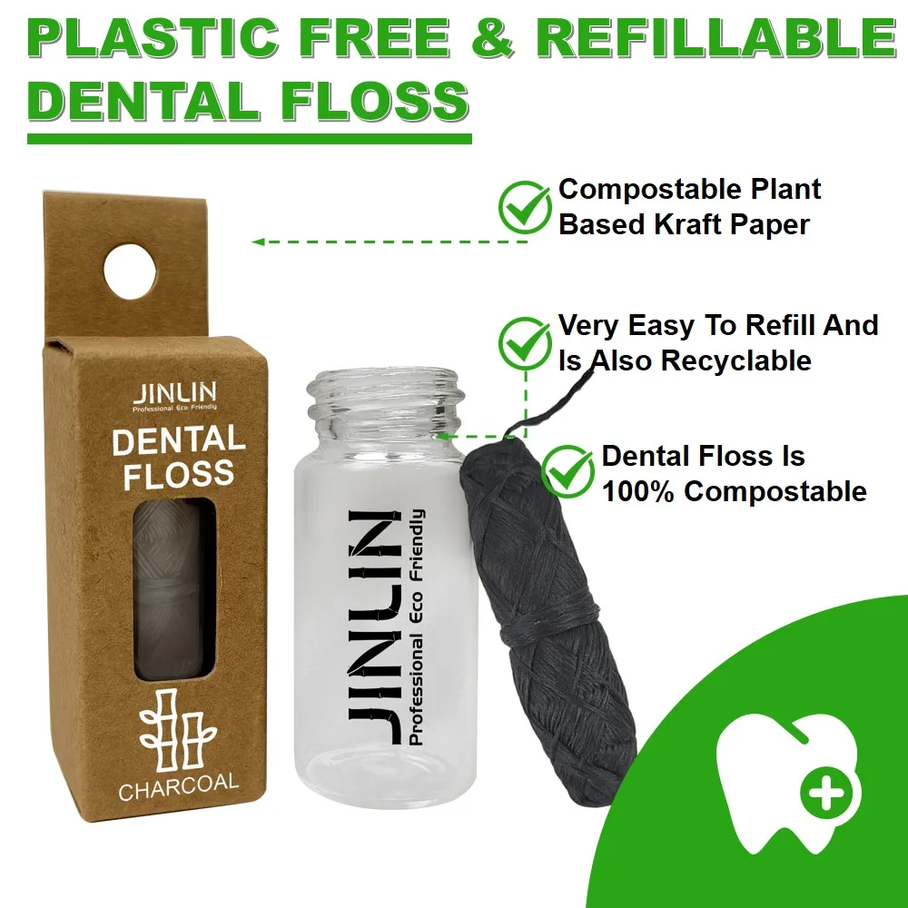 Eco Friendly Mint Corn Portable Box Dental-floss Silk Individual Wrapped Bamboo Charcoal Bottle Dental Floss For Oral Care