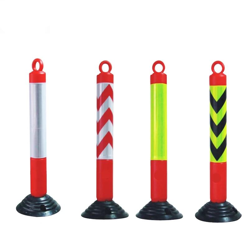 Heavy Duty Custom Reflective Sheet Rubber Base PE Body Traffic Delineator Post