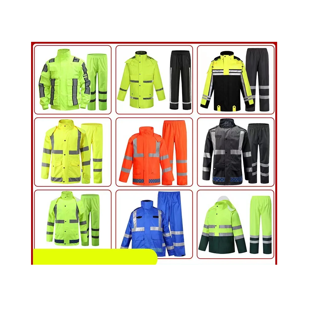 Adult raincoat rain pants set outdoor traffic raincoat Oxford cloth environmental sanitation reflective raincoat wholesale